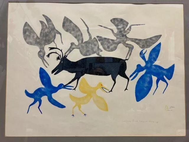 Myra Kukiiyaut (Inuit, 1932-1985) - Signed, numbered 42/50 stencil print (1972)