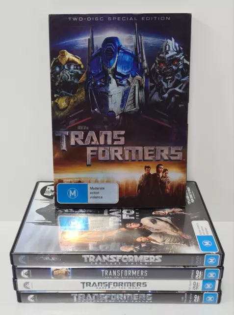 Transformers x5 DVD Bundle Lot Dark Of The Moon Age Of Extinction Last Knight