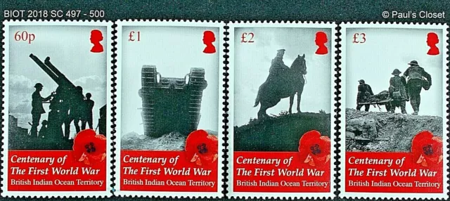 British Indian Ocean Territory ( Biot ) Centenary Of Wwi 2018 Sc497-500 Mnh Vf