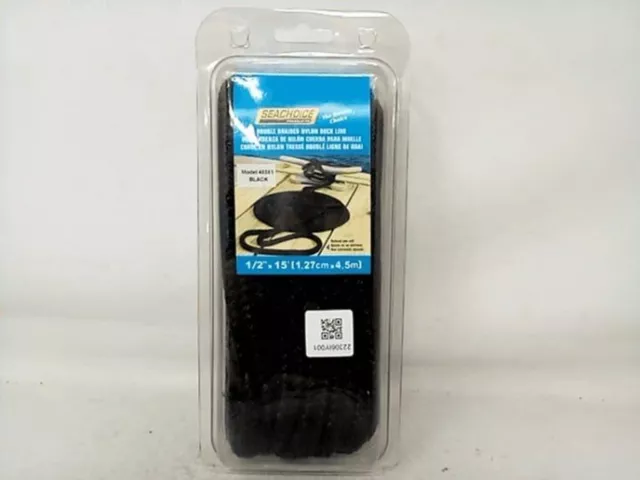 Seachoice 40351 Double Braid Nylon Dock Line - Black 1/2" x 15'