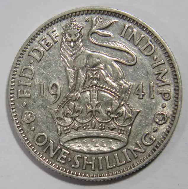 Great Britain 1941 Shilling King George Vi Lion Crown Silver World Coin 🌈⭐🌈
