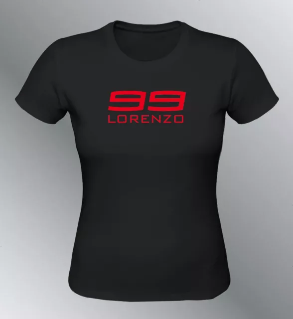 T-Shirt Personalizzato Lorenzo 99 M L Donna Nero Girocollo Moto Gp Motogp