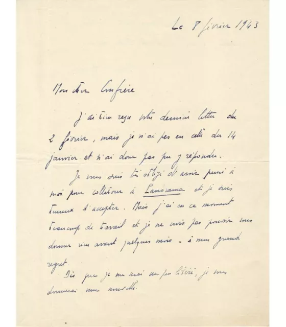 AYME Marcel, écrivain et dramaturge. Lettre autographe (G 5867)