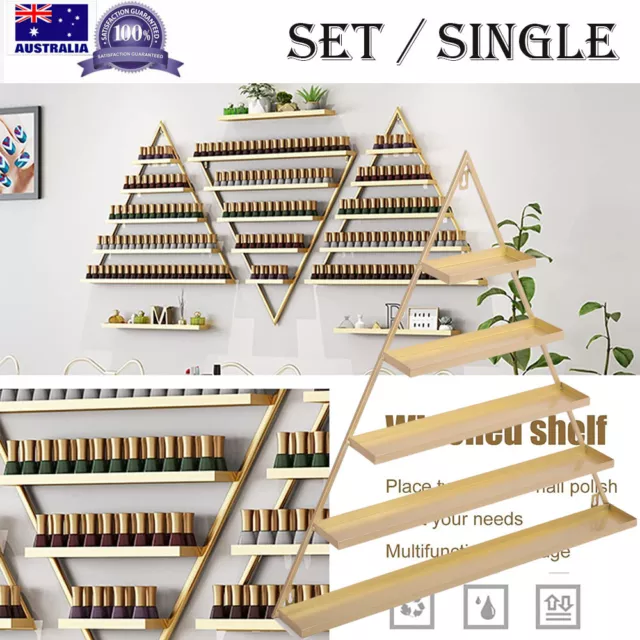 5-Tier Metal Nail Polish Triangle Display Rack Set Salon Shop Wall-Mounted Shelf 3