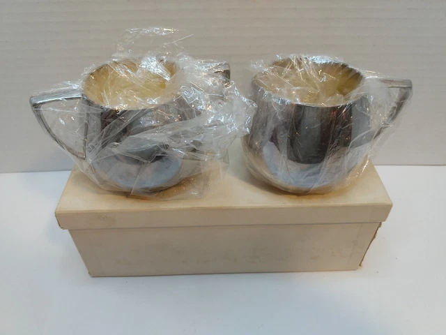 Vintage Empire Crafts Quadruple Silver Plated Sugar Bowl & Creamer  4½"x3"x2½"