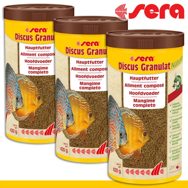 Sera 3x 1000ml Discus Granulé Naturel Nourriture pour Poisson D'Aquarium