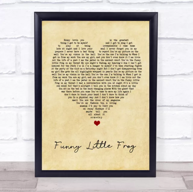 Funny Little Frog Vintage Heart Song Lyric Quote Music Print