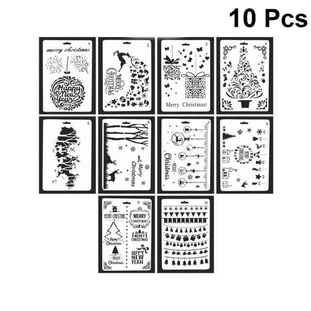 10 plantillas de Navidad plantilla de madera de plástico hueco reutilizable