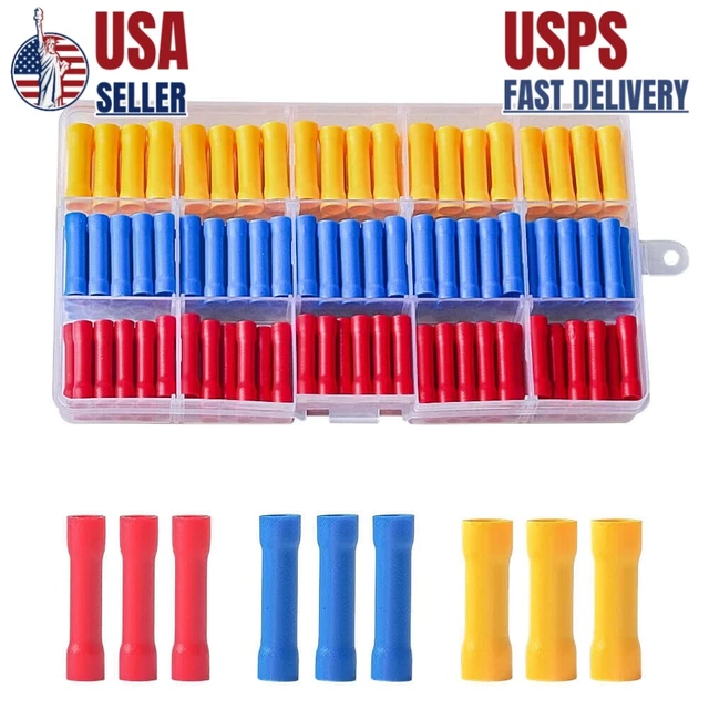 400PCS 22-10AWG Butt Electrical Insulated Quick Splice Crimp Terminals Connector