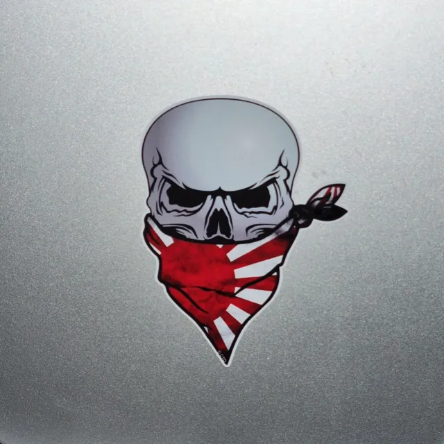 Japanese Rising Sun Flag Face Bandana Skull Vinyl Sticker Decal For Car 110x85mm