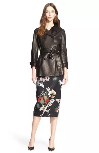 NEW Nordstrom Signature and Caroline Issa Lambskin Leather Trench- US 8 #C732