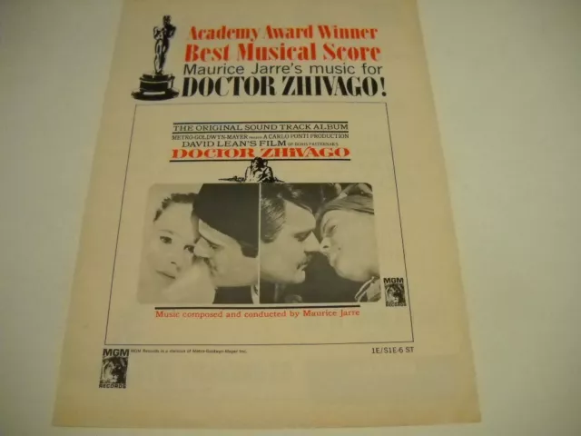 MAURICE JARRE Academy Award Winner for DR. ZHIVAGO 1966 Promo Poster Ad