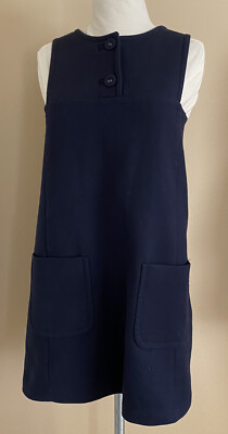 PAUL & JOE SISTER Navy Blue Wool Fit Jumper Jumpette Dress 36 S 2/4