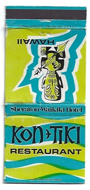 Tiki God Tropical Matchbook Kon Tiki Waikiki Sheraton Honolulu, HI