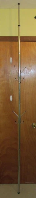 Vintage TENSION POLE Hall Tree Coat Rack HANGER Stand CHROME Mid Century Modern