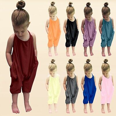 Toddler Girls Baby Kids Jumpsuit One Piece Harem Pants Strap Romper Outfits