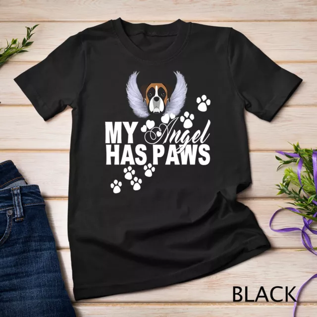 Boxer Dog Shirt My Angel Has Paws Love Memorial Pet Mom Dad Unisex T-shirt