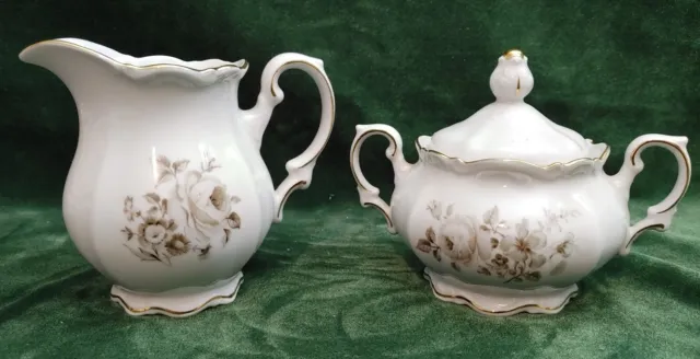 Vintage Creamer & Sugar Mitterteich Bavaria “Charming Barbara” Made In Germany