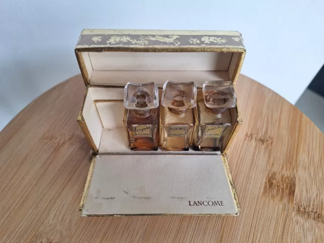 Ancien Coffret LANCÔME Années 30 avec 3 Flacons Parfum Miniatures