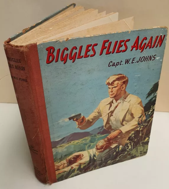 Biggles Flies Again Captain W E Johns HB Large Thames Ed Coloured Plates c1950s