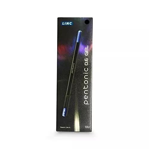 Pack de 10 stylos en gel noir Linc Pentonic 0,6 mm, corps noir, encre noire