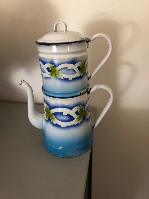 Pot en émail Kockum Sweden : décoration de cuisine vintage du milieu du siècle - France