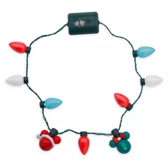 New Disney Parks Mickey & Minnie Glow Christmas Holiday Light-up Necklace