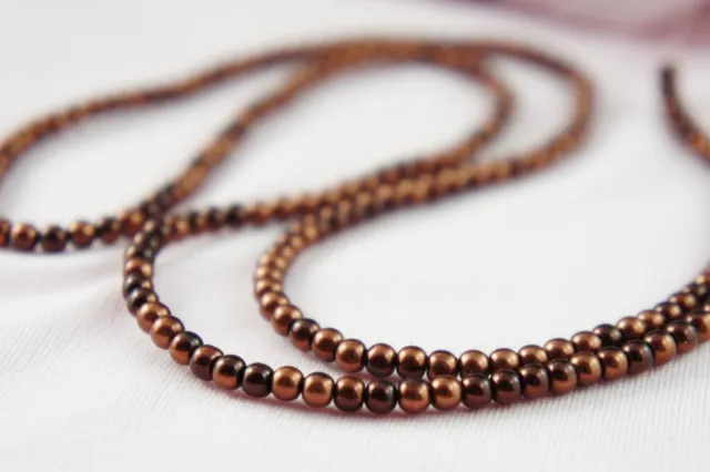 180pcs Beads 4mm Bordeaux/Brown Color Imitation Loose Acrylic Round Pearl Beads