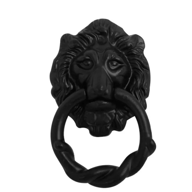 Black Antique Cast Iron Lion Head Door Knocker By Black Country Foundry - 159 mm