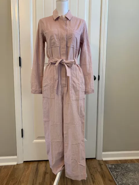 New Madewell Corduroy Belted Jumpsuit Wisteria Dove Sz 6 K3347