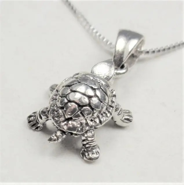 STERLING SILVER BABY Sea Turtle Tortoise Sea Life Pendant Necklace $29. ...