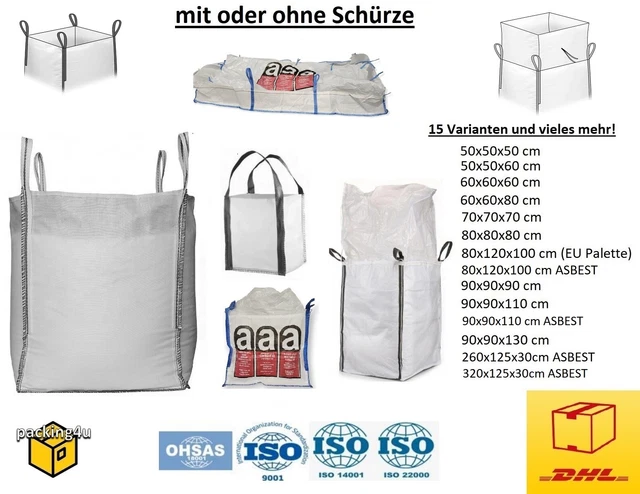 BIG BAG Schürze ASBEST Sack Entsorgung Bags Schüttgutbehälter 500kg bis 1500kg