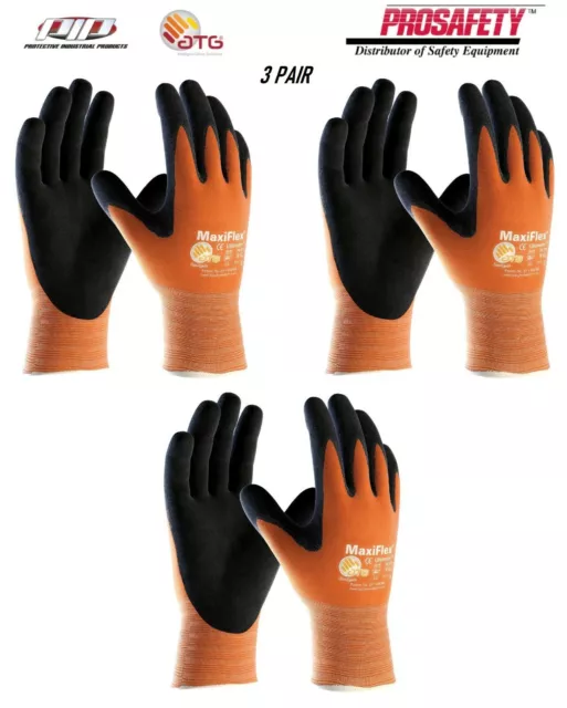 PIP 34-8014 MaxiFlex Ultimate HI VIS Micro Foam Nitrile Grip WORK GLOVES 3 PR