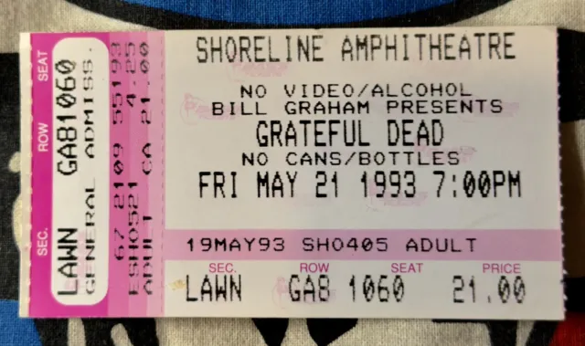 Grateful Dead - May 21, 1993 - Shoreline Amphitheatre - Ticket