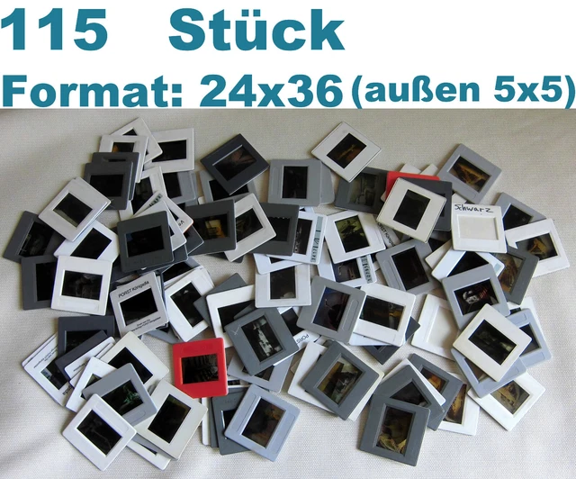 115 Stk Diarahmen 24x36 mm 5x5 cm Kleinbild mit Vintage Diafilm Dias 1980er