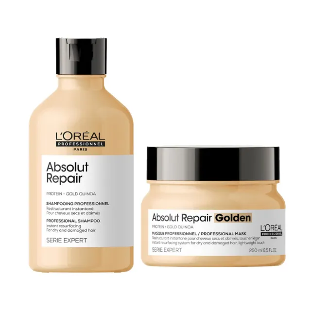 Loreal Serie Expert Absolut Repair Gold Shampoo 10.1 oz  & Mask GOLDEN 8.5 oz