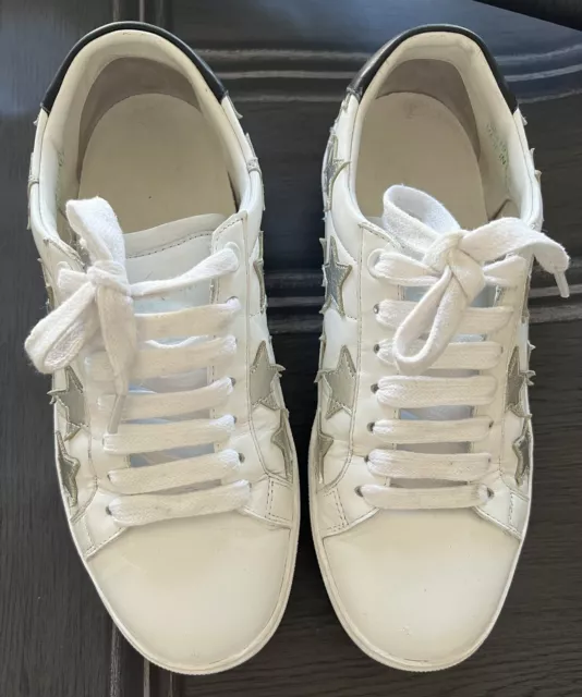 YSL Saint Laurent White Leather Signature California Star Sneakers US5 EU35