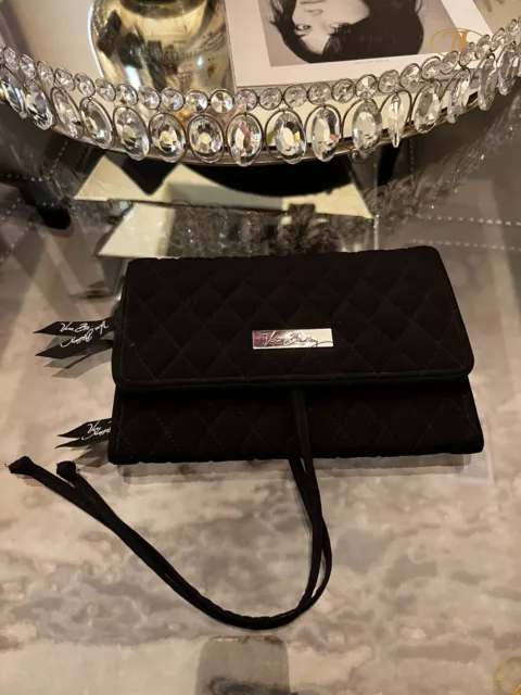 VERA BRADLEY All Wrapped Up Jewelry Roll CLASSIC BLACK Case MICROFIBER