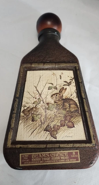 Jim Beam Empty Decanter Whiskey James Lockhart Artist Rabbit Wildlife Art 8 Year