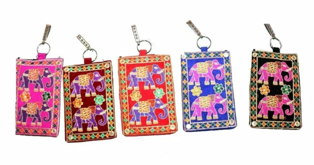 5 PC Wholesale Lot Of Indian Hand Embroidered Women Shoulder Mobile Pouch bags