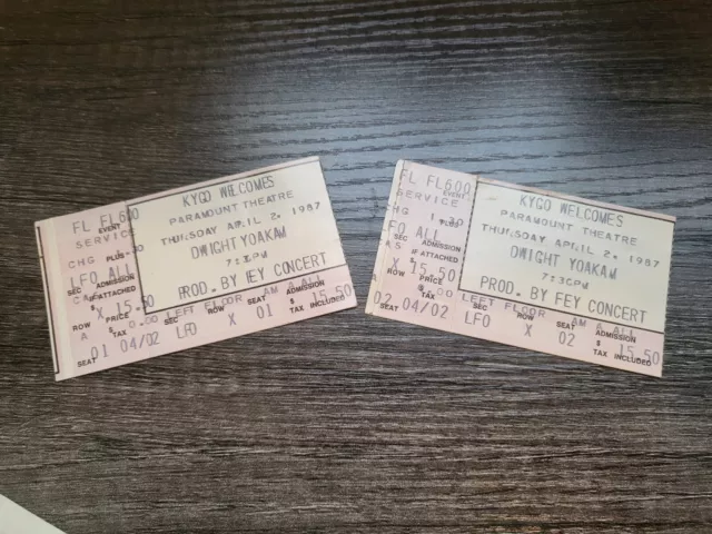 (2) 1987 Dwight Yoakam Concert Tickets