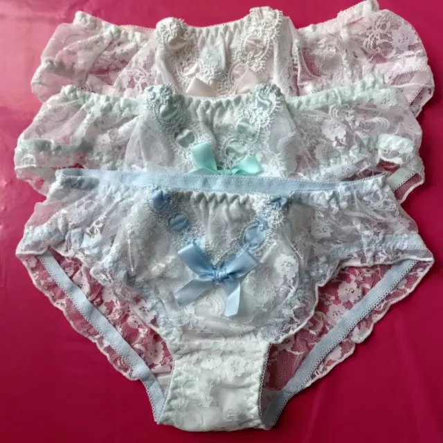 3Pcs Girls Lolita Panties Lace Underwear Knickers Undies Drawers Underpants