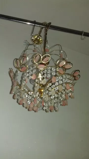 Particolare lampadario mezzo impero ottone cristalli vintage Chandelier Lustre 3