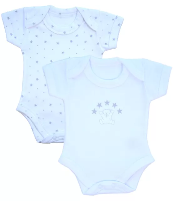 BabyPrem Premature Preemie Baby Clothes 2 Pack Stars Teddy Bodysuits Unisex