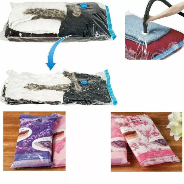 6 Sacchetti per Vestiti Abiti Coperte Sottovuoto SalvaSpazio Sacchi Misura 60x90