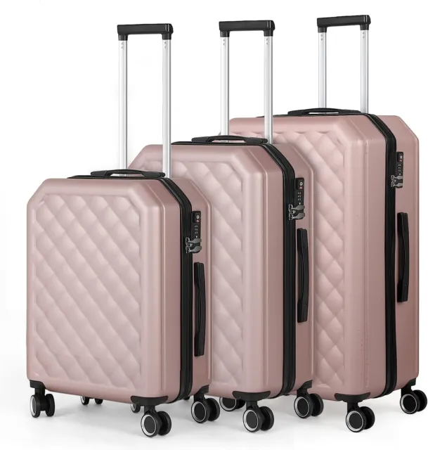 3 Piece Luggage Set ABS Hardshell Spinner Travel Suitcase Lightweight w/TSA Lock