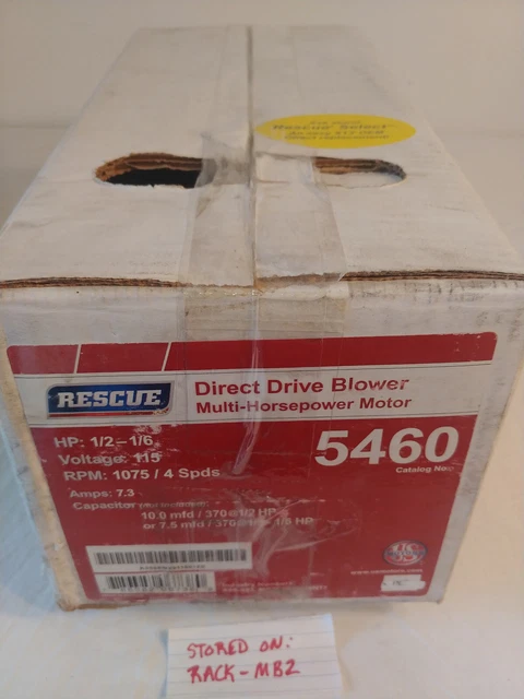Rescue 5460 Direct Drive Blower Motor 1/2-1/6HP, 115V, 7.3A