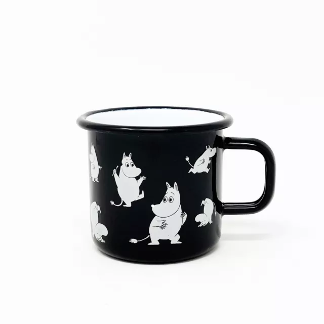 Muurla Enamel Coffee / Tea Mug Black and White Moomin Characters