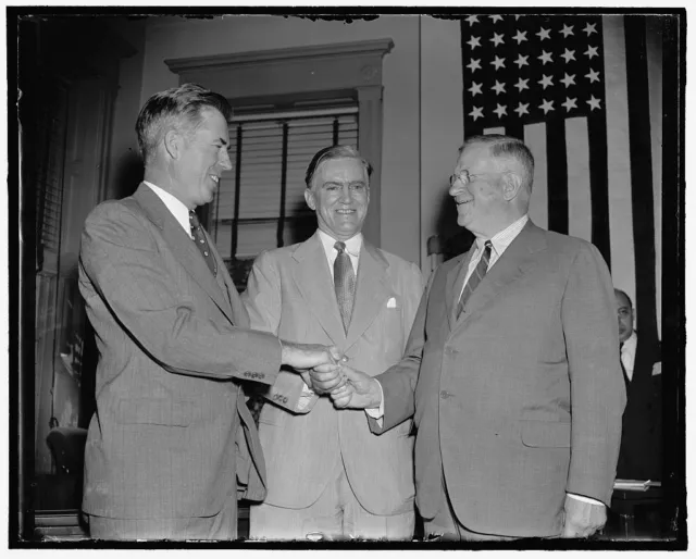 Reproduced 1939 Photo Henry A Wallace, Left; Harold Ickes, Right d