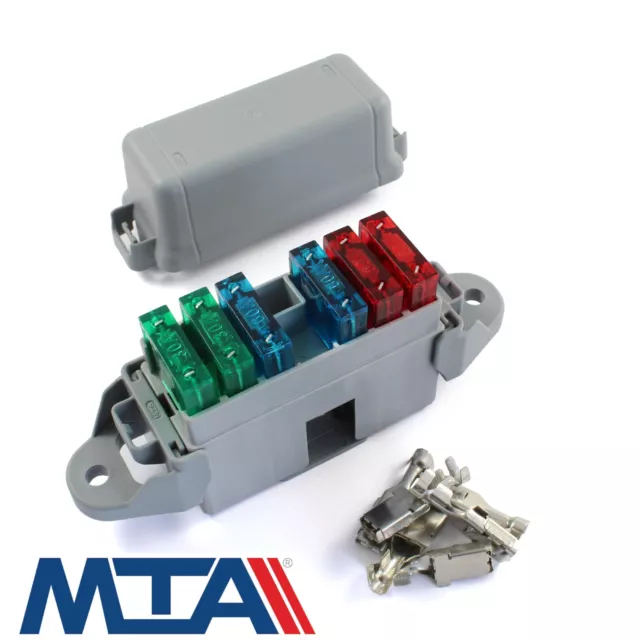 6 Way Maxi Blade Fuse Box Common Negative Bus Bar- With Terminals - MTA Italy